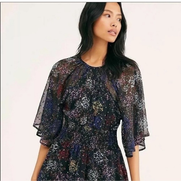 NWT Free People Anna Mini Chiffon Dress Colorful Metallic Open Back size XL - Picture 13 of 13